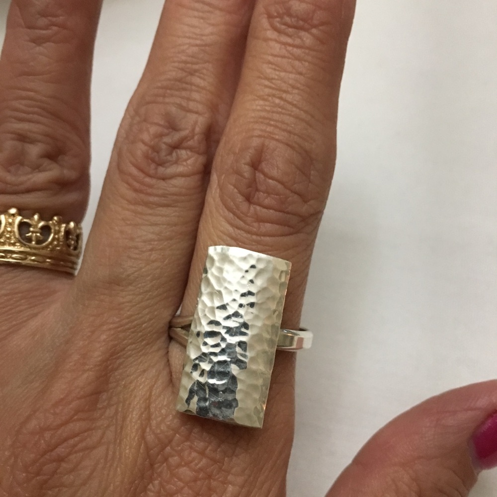 NYE Modernist Hammered Adjustable Sterling Ring